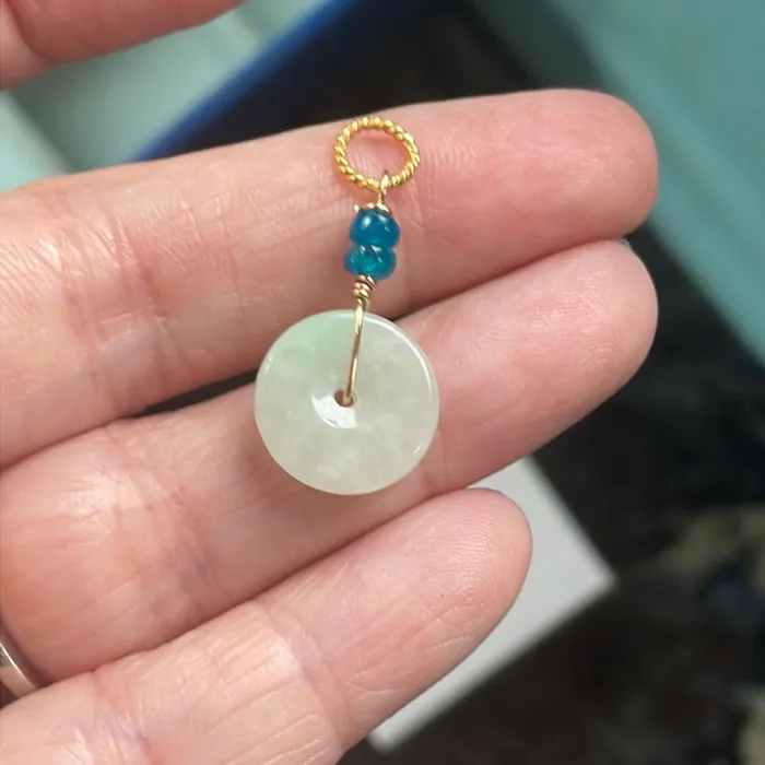 Jade Pendant Apatite Gold Filled Handmade Love Vintage Paris PreStyled Sets