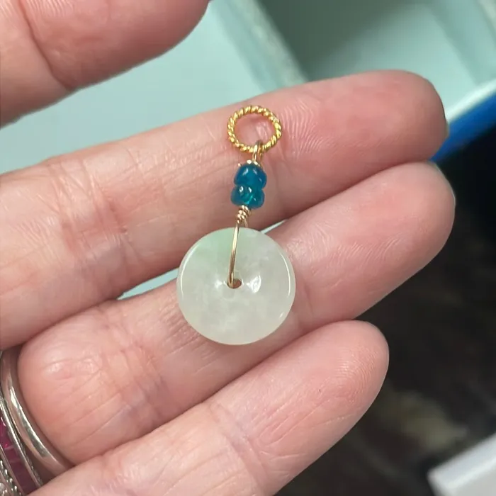 Jade Pendant Apatite Gold Filled Handmade Love Vintage Paris PreStyled Sets