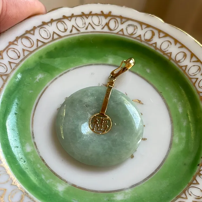 Jade Pendant Good Fortune 14k Gold Vintage Vintage Paris Jewelry PreStyled Sets