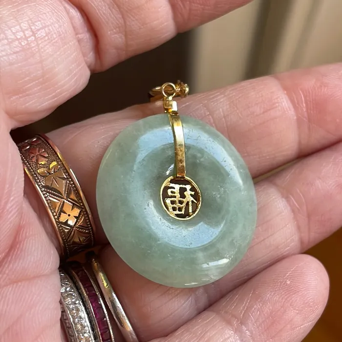 Jade Pendant Good Fortune 14k Gold Vintage Vintage Paris Jewelry PreStyled Sets