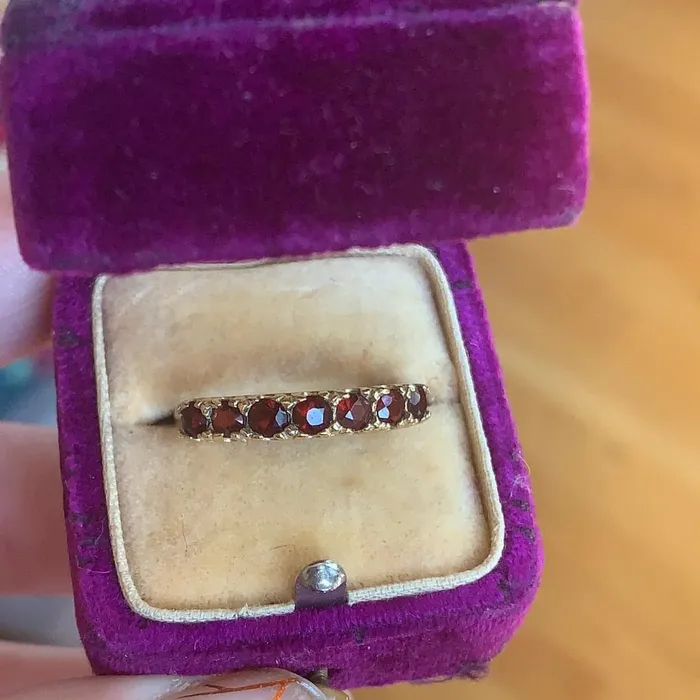 Love Vintage Paris Rings Garnet Half Eternity Ring 10k Gold Vintage