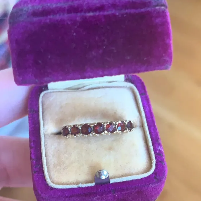 Love Vintage Paris Rings Garnet Half Eternity Ring 10k Gold Vintage