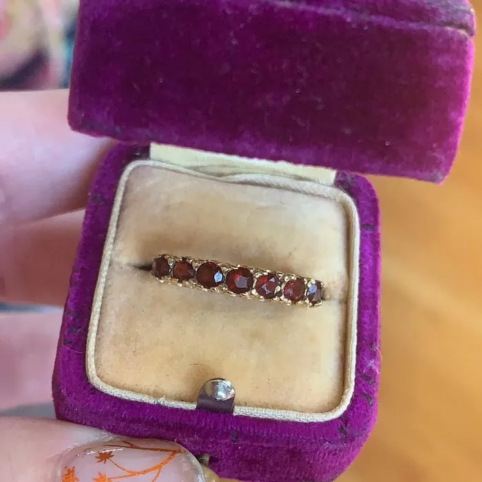 Love Vintage Paris Rings Garnet Half Eternity Ring 10k Gold Vintage
