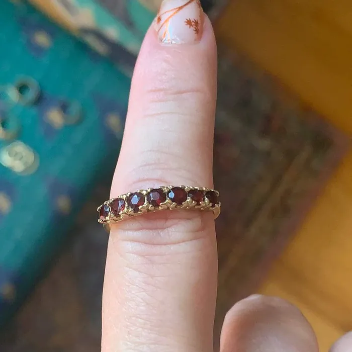 Love Vintage Paris Rings Garnet Half Eternity Ring 10k Gold Vintage