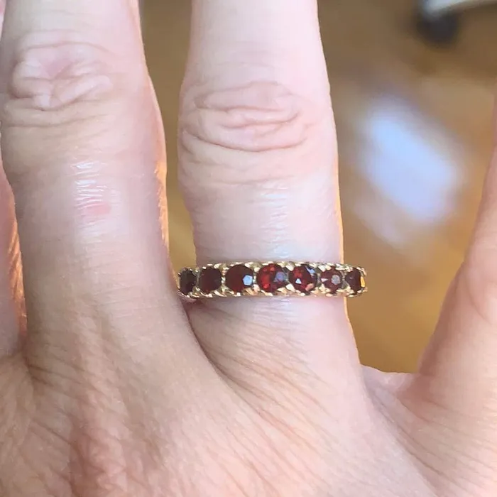 Love Vintage Paris Rings Garnet Half Eternity Ring 10k Gold Vintage