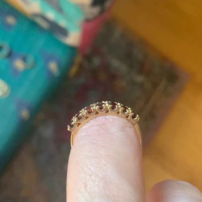 Love Vintage Paris Rings Garnet Half Eternity Ring 10k Gold Vintage