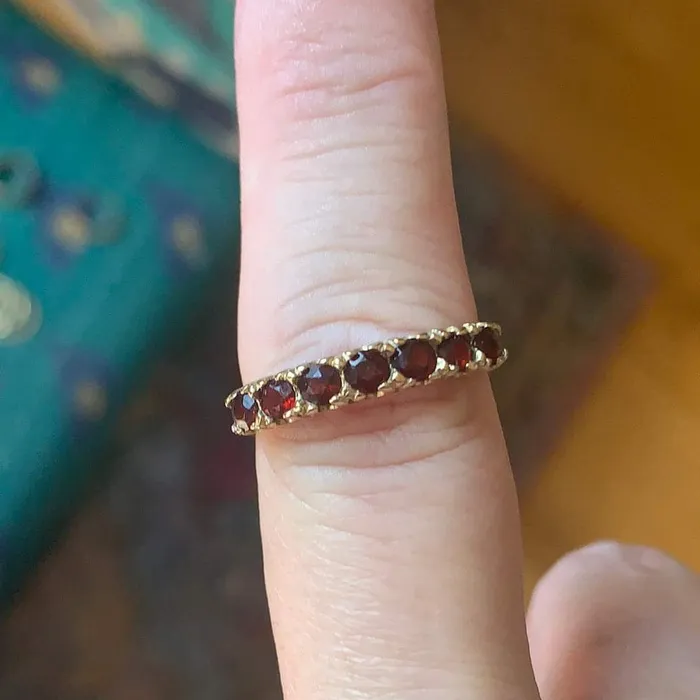 Love Vintage Paris Rings Garnet Half Eternity Ring 10k Gold Vintage