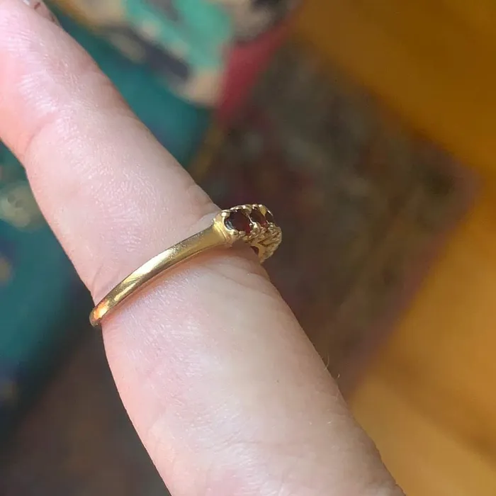 Love Vintage Paris Rings Garnet Half Eternity Ring 10k Gold Vintage