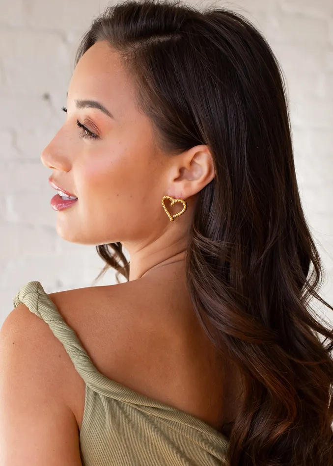 Luxe Gold Rope Heart Earrings panacheaccessories Earrings