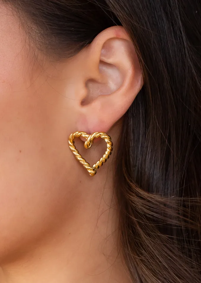 Luxe Gold Rope Heart Earrings panacheaccessories Earrings Luxe Gold Rope Heart Earrings panacheaccessories Earrings