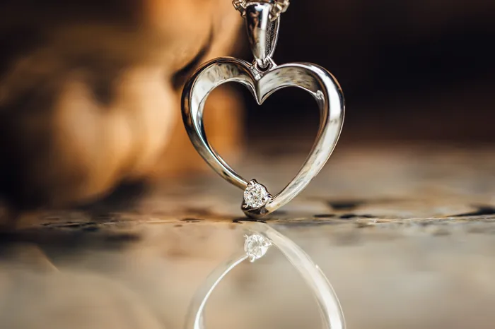 Necklaces 14k White Gold Heart and Diamond Pendant Allison Kaufman