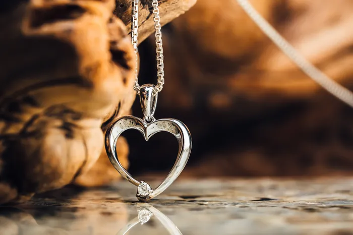 Necklaces 14k White Gold Heart and Diamond Pendant Allison Kaufman
