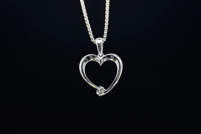 Necklaces 14k White Gold Heart and Diamond Pendant Allison Kaufman
