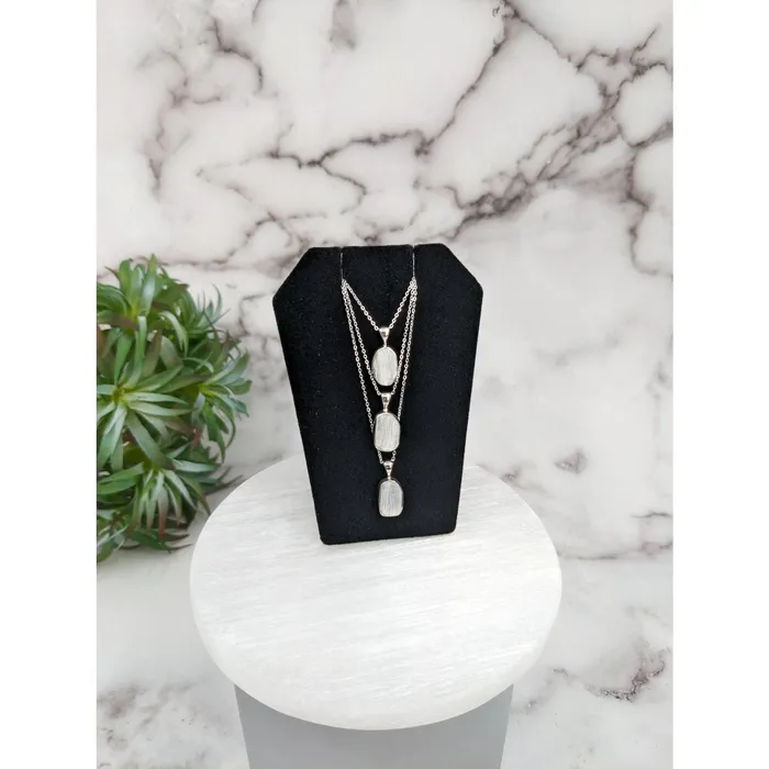 Necklaces Bliss Crystals Selenite Rough Sterling Silver Pendant LV3264