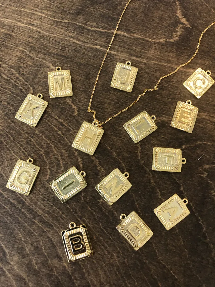 Necklaces bubs sass rectangle initial pendant necklace