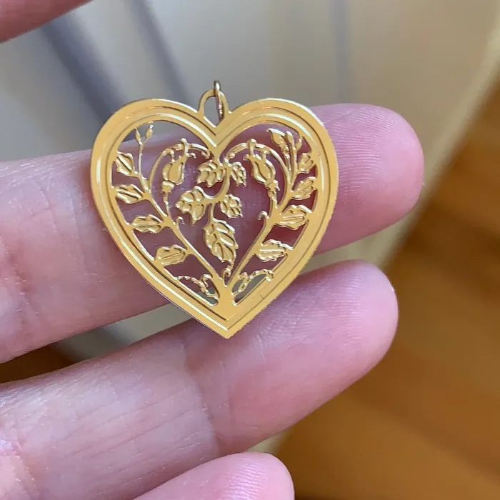 Necklaces Heart Floral Leaf Pendant 14k Gold Vintage Love Vintage Paris