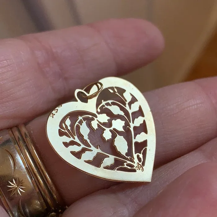 Necklaces Heart Floral Leaf Pendant 14k Gold Vintage Love Vintage Paris