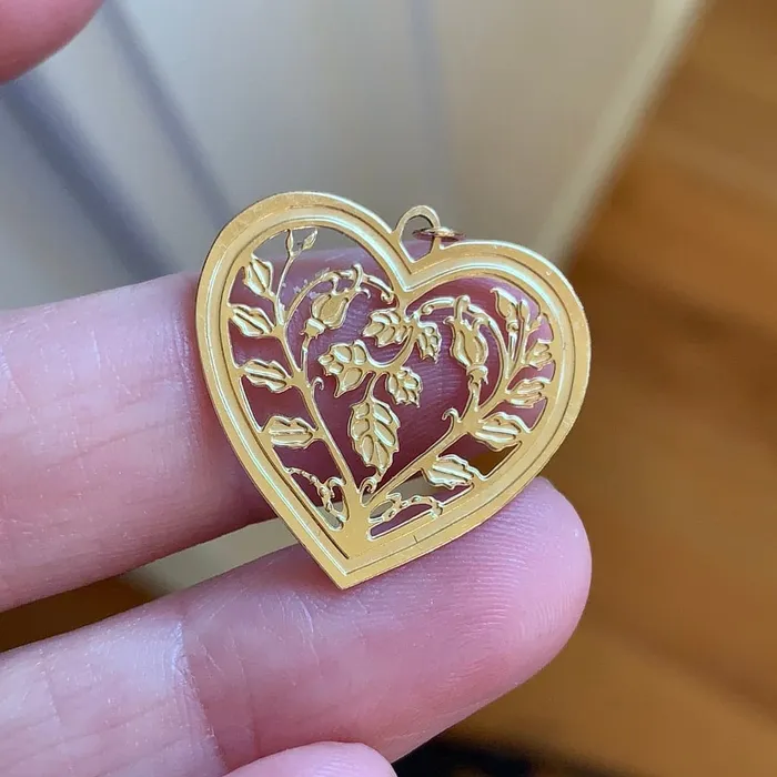 Necklaces Heart Floral Leaf Pendant 14k Gold Vintage Love Vintage Paris