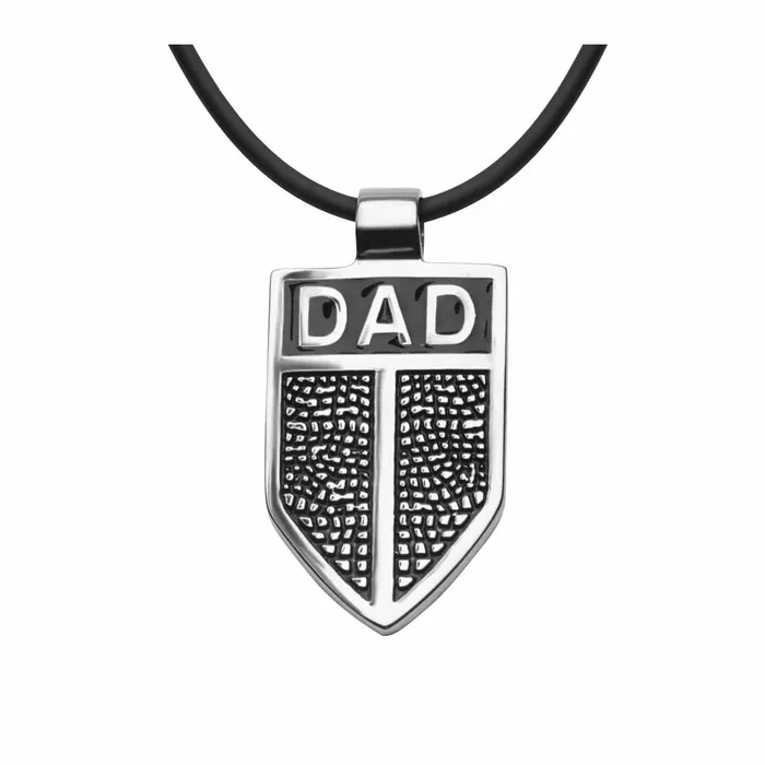 Necklaces INOX JEWELRY Antiqued Silver Tone Stainless Steel Dad Shield Pendant