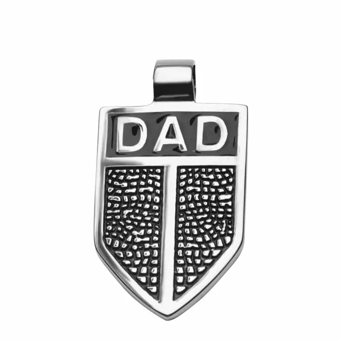 Necklaces INOX JEWELRY Antiqued Silver Tone Stainless Steel Dad Shield Pendant