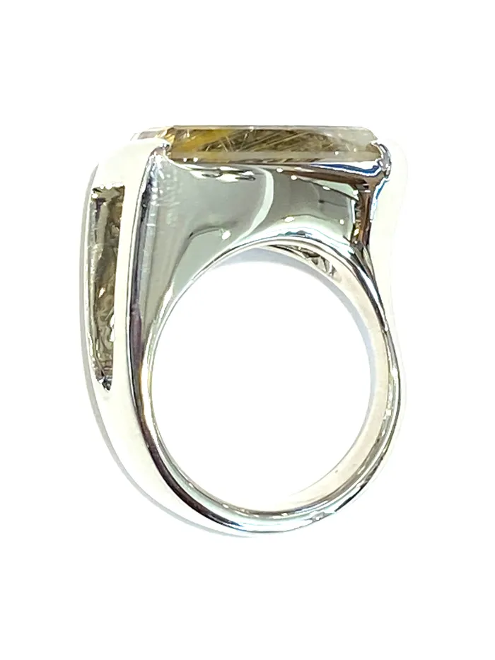 Rings 14k White Gold Rutilated Quartz Ring Art FX fine jewelry