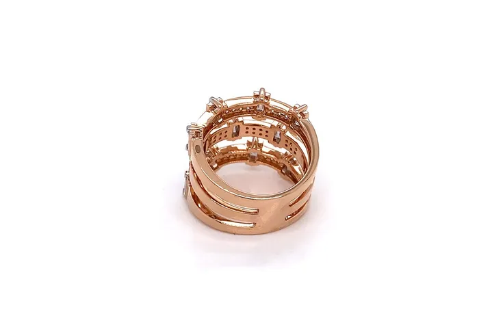 Rings Albert Hern Ring 18kt Rose Gold Round Baguette Diamonds