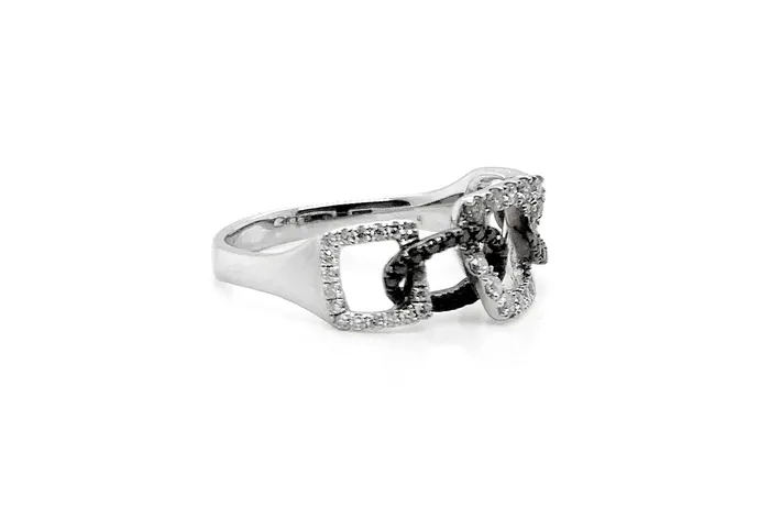 Rings Albert Hern Ring 18kt White Gold Black White Diamonds