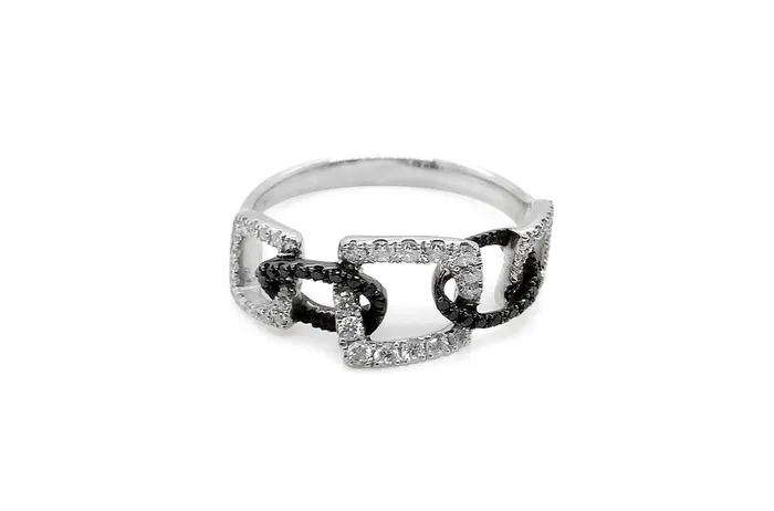 Rings Albert Hern Ring 18kt White Gold Black White Diamonds