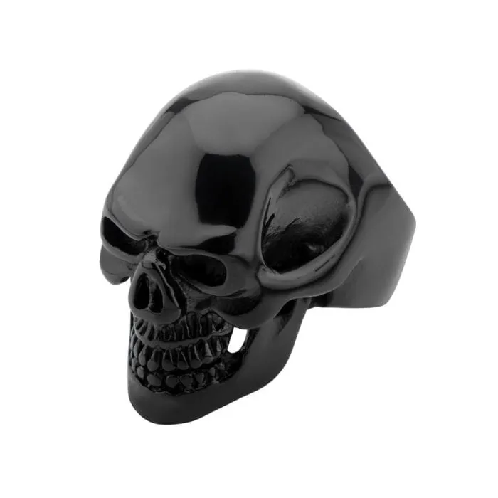 Rings Black Stainless Steel Grinning Skull Ring INOX JEWELRY