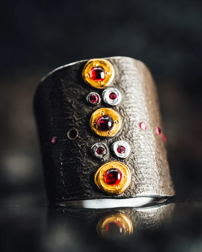 Rings Carrie Armstrong Sterling Silver and 22k Yellow Gold Platinum Ruby and Spinel Ring