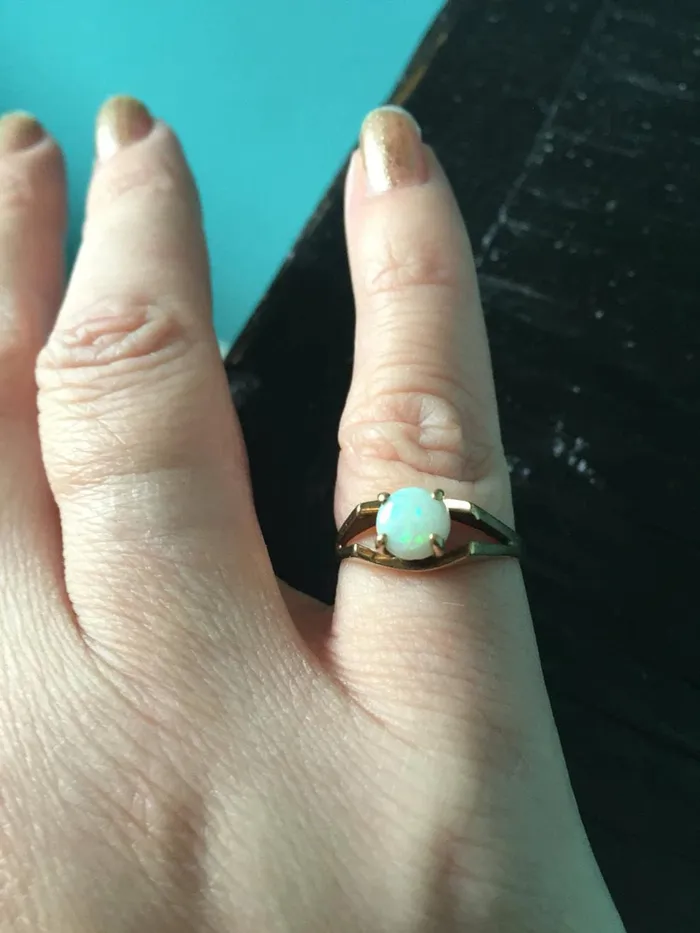 Rings Opal Solitaire Ring 10k Gold Antique Love Vintage Paris