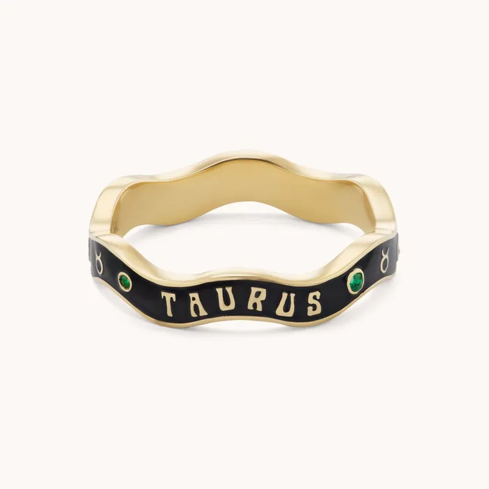 Rings Taurus Zodiac Enamel Wave Band III Marlo Laz