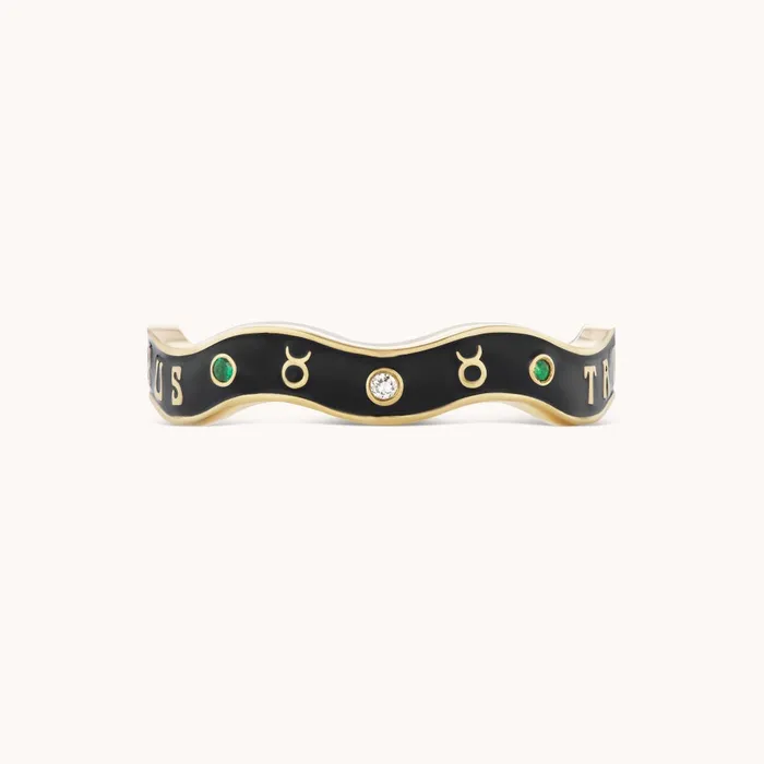 Rings Taurus Zodiac Enamel Wave Band III Marlo Laz