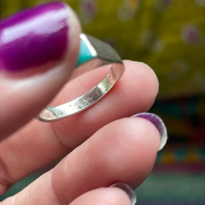 Rings Turquoise Inlay Ring Sterling Silver Vintage Vintage Paris Jewelry Rings Turquoise Inlay Ring Sterling Silver Vintage Vintage Paris Jewelry