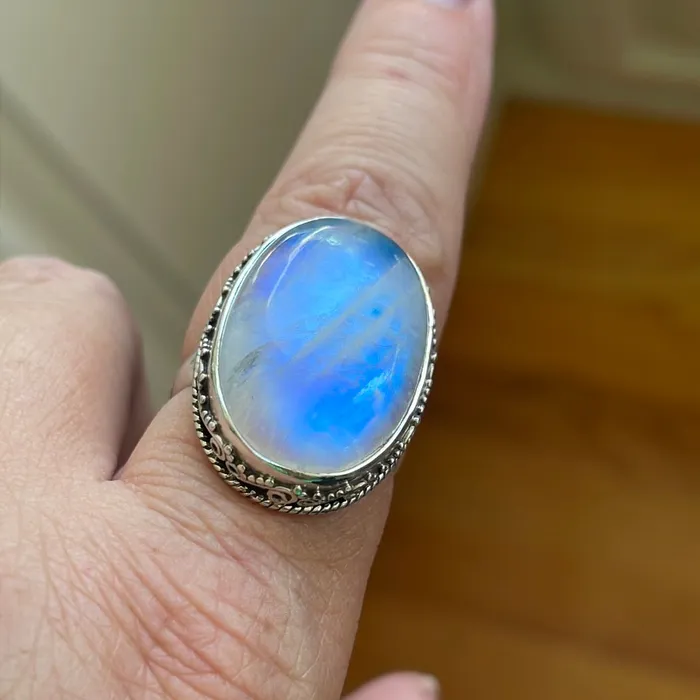 Rings Vintage Paris Jewelry Moonstone Ring Sterling Silver Modern Rings Vintage Paris Jewelry Moonstone Ring Sterling Silver Modern