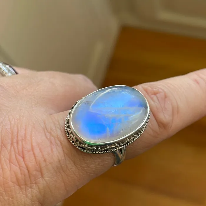 Rings Vintage Paris Jewelry Moonstone Ring Sterling Silver Modern Rings Vintage Paris Jewelry Moonstone Ring Sterling Silver Modern