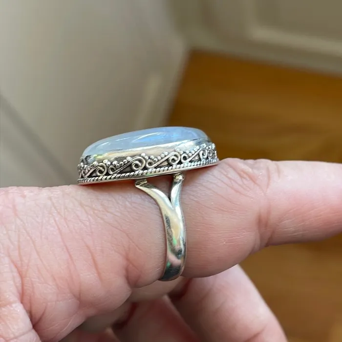 Rings Vintage Paris Jewelry Moonstone Ring Sterling Silver Modern Rings Vintage Paris Jewelry Moonstone Ring Sterling Silver Modern