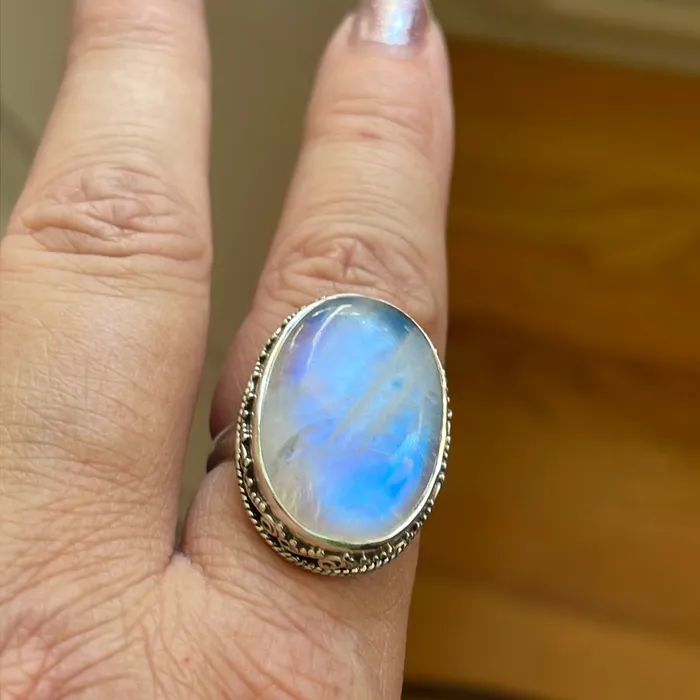 Rings Vintage Paris Jewelry Moonstone Ring Sterling Silver Modern Rings Vintage Paris Jewelry Moonstone Ring Sterling Silver Modern
