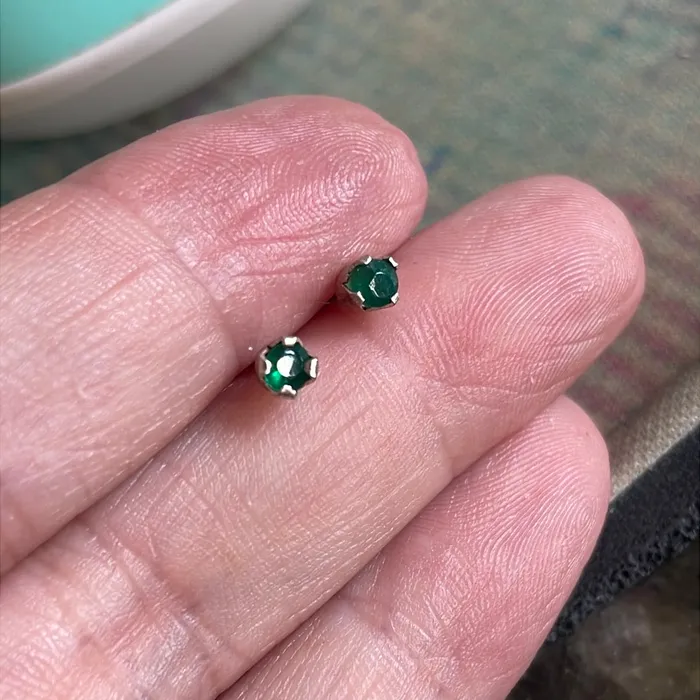Vintage Paris Jewelry Earrings Emerald Stud Earrings Sterling Silver Vintage Vintage Paris Jewelry Earrings Emerald Stud Earrings Sterling Silver Vintage