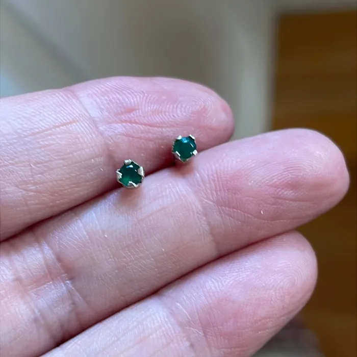 Vintage Paris Jewelry Earrings Emerald Stud Earrings Sterling Silver Vintage Vintage Paris Jewelry Earrings Emerald Stud Earrings Sterling Silver Vintage