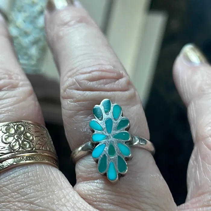 Vintage Paris Jewelry Rings Turquoise Dishta Ring Sterling Silver Vintage Vintage Paris Jewelry Rings Turquoise Dishta Ring Sterling Silver Vintage