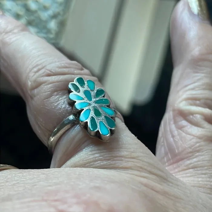 Vintage Paris Jewelry Rings Turquoise Dishta Ring Sterling Silver Vintage Vintage Paris Jewelry Rings Turquoise Dishta Ring Sterling Silver Vintage