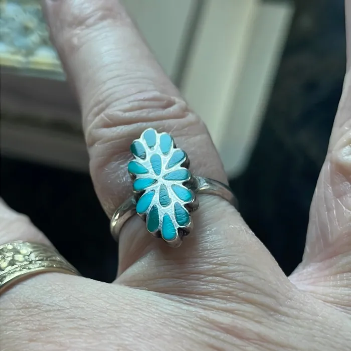 Vintage Paris Jewelry Rings Turquoise Dishta Ring Sterling Silver Vintage Vintage Paris Jewelry Rings Turquoise Dishta Ring Sterling Silver Vintage