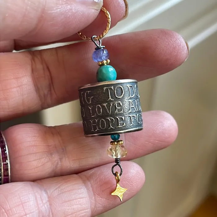 Vintage Paris Jewelry Something to Do Pendant Citrine Turquoise Tanzanite and Apatite Star Drop Anne Choi Bead Sterling and Gold Filled Findings Earrings