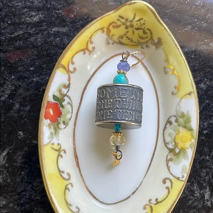 Vintage Paris Jewelry Something to Do Pendant Citrine Turquoise Tanzanite and Apatite Star Drop Anne Choi Bead Sterling and Gold Filled Findings Earrings