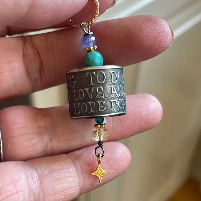 Vintage Paris Jewelry Something to Do Pendant Citrine Turquoise Tanzanite and Apatite Star Drop Anne Choi Bead Sterling and Gold Filled Findings Earrings
