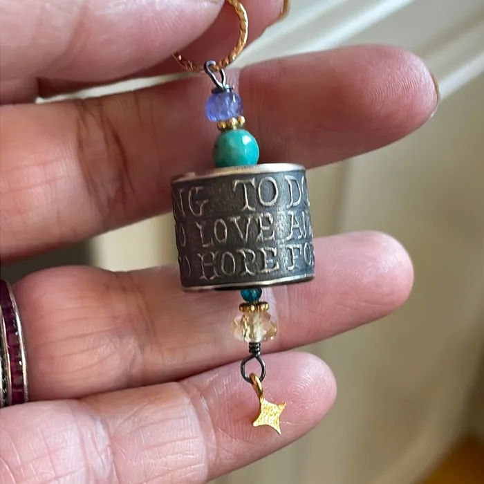 Vintage Paris Jewelry Something to Do Pendant Citrine Turquoise Tanzanite and Apatite Star Drop Anne Choi Bead Sterling and Gold Filled Findings Earrings