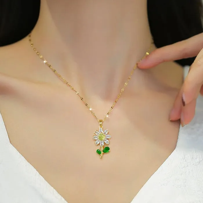 Waterproof Necklaces Dragonfly Sunflower Double Strands Stainless Steel Gold PVD Ali Express Bracelets