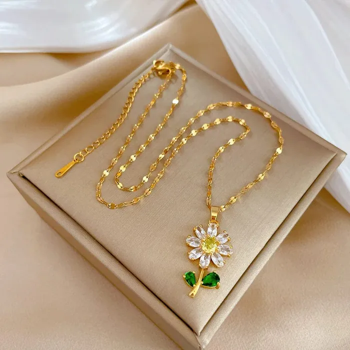 Waterproof Necklaces Dragonfly Sunflower Double Strands Stainless Steel Gold PVD Ali Express Bracelets