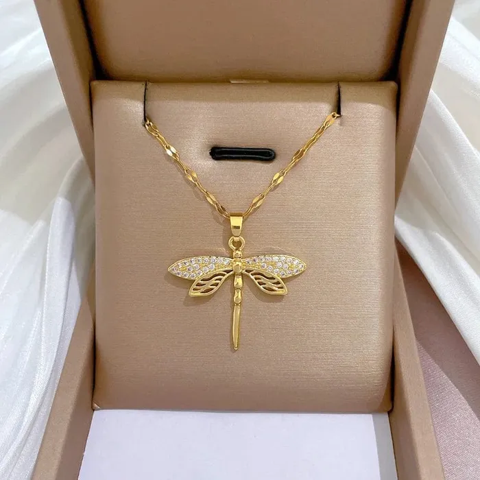 Waterproof Necklaces Dragonfly Sunflower Double Strands Stainless Steel Gold PVD Ali Express Bracelets